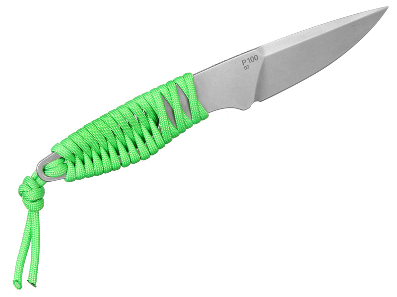 knife.bg-Минималистичен нож за оцеляване ANV P100 от цяло парче Slepiner стомана - ярко зелен паракорд-2 anv нож с паракорд дръжка