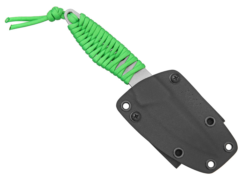 knife.bg-Минималистичен нож за оцеляване ANV P100 от цяло парче Slepiner стомана - ярко зелен паракорд-5 anv нож с паракорд дръжка
