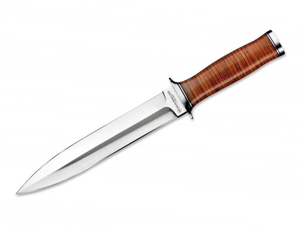 knife.bg-Boker Magnum Classic Dagger Туристически нож с фиксирано острие от 440A стомана и кожена дръжка Туристически нож Boker Magnum Classic Dagger