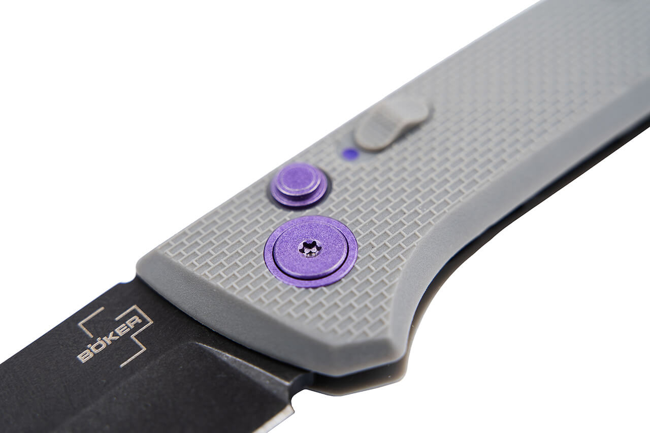 knife.bg-Böker Plus FRND Grey Автоматичен джобен нож с D2 стомана и Grivory дръжка, сив 5 автоамтичен нож boker frnd сив
