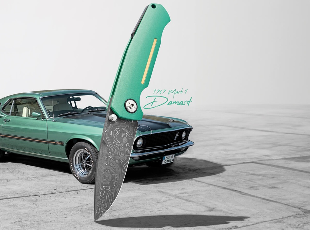 knife.bg-Boker Solingen 1969 Mach-1 Damasc Сгъваем джобен нож с дамаско острие и алуминиева дръжка-2 Boker Solingen 1969 Mach Сгъваем джобен нож