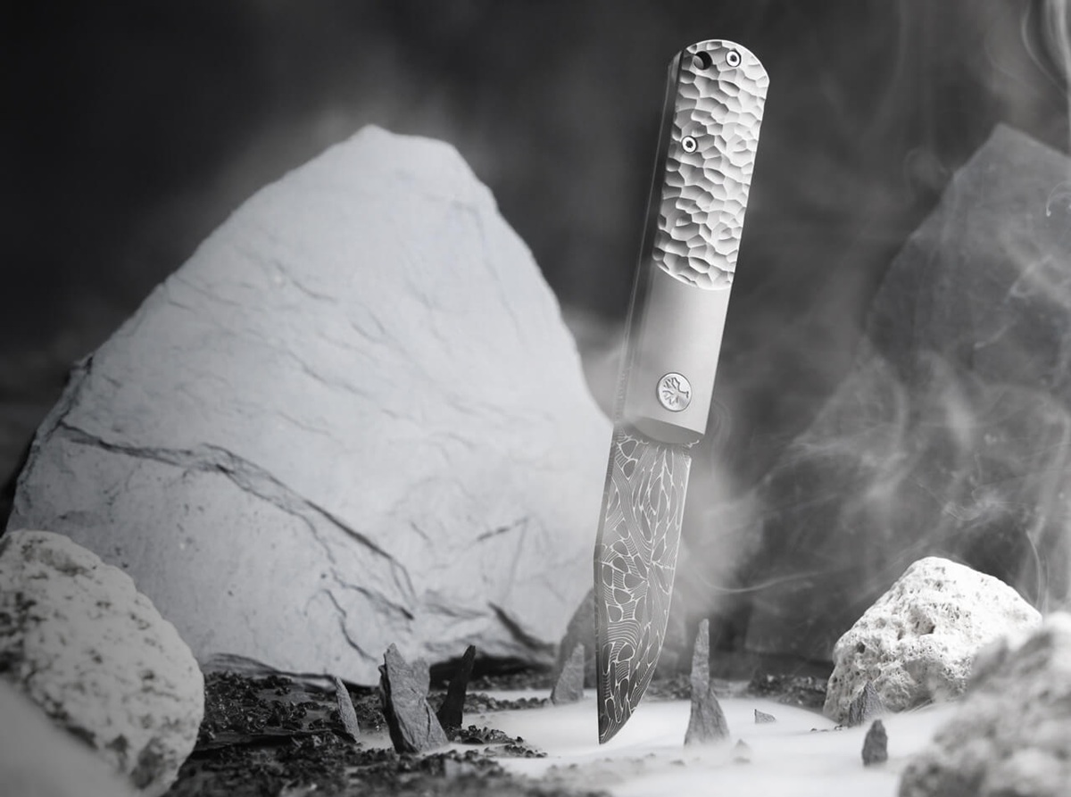 knife.bg-Boker Solingen BRLW Meteorite Damast Луксозен джобен нож от дамаска стомана и титан-7