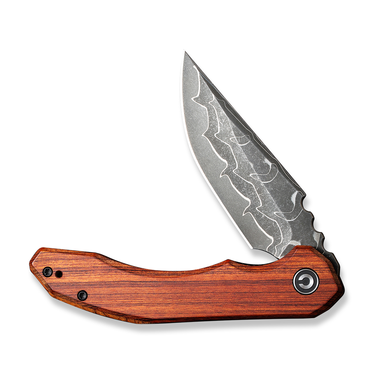 knife.bg-CIVIVI Bluetick Damascus Guibourtia Wood Елегантен сгъваем нож с дамаско острие и дървена дръжка 3 Джобен нож CIVIVI Bluetick Damascus Guibourtia Wood