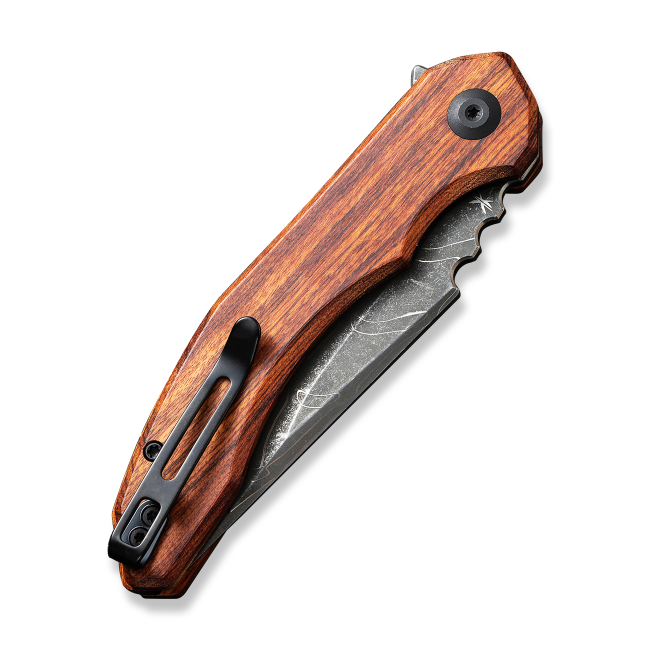 knife.bg-CIVIVI Bluetick Damascus Guibourtia Wood Елегантен сгъваем нож с дамаско острие и дървена дръжка 5 Джобен нож CIVIVI Bluetick Damascus Guibourtia Wood