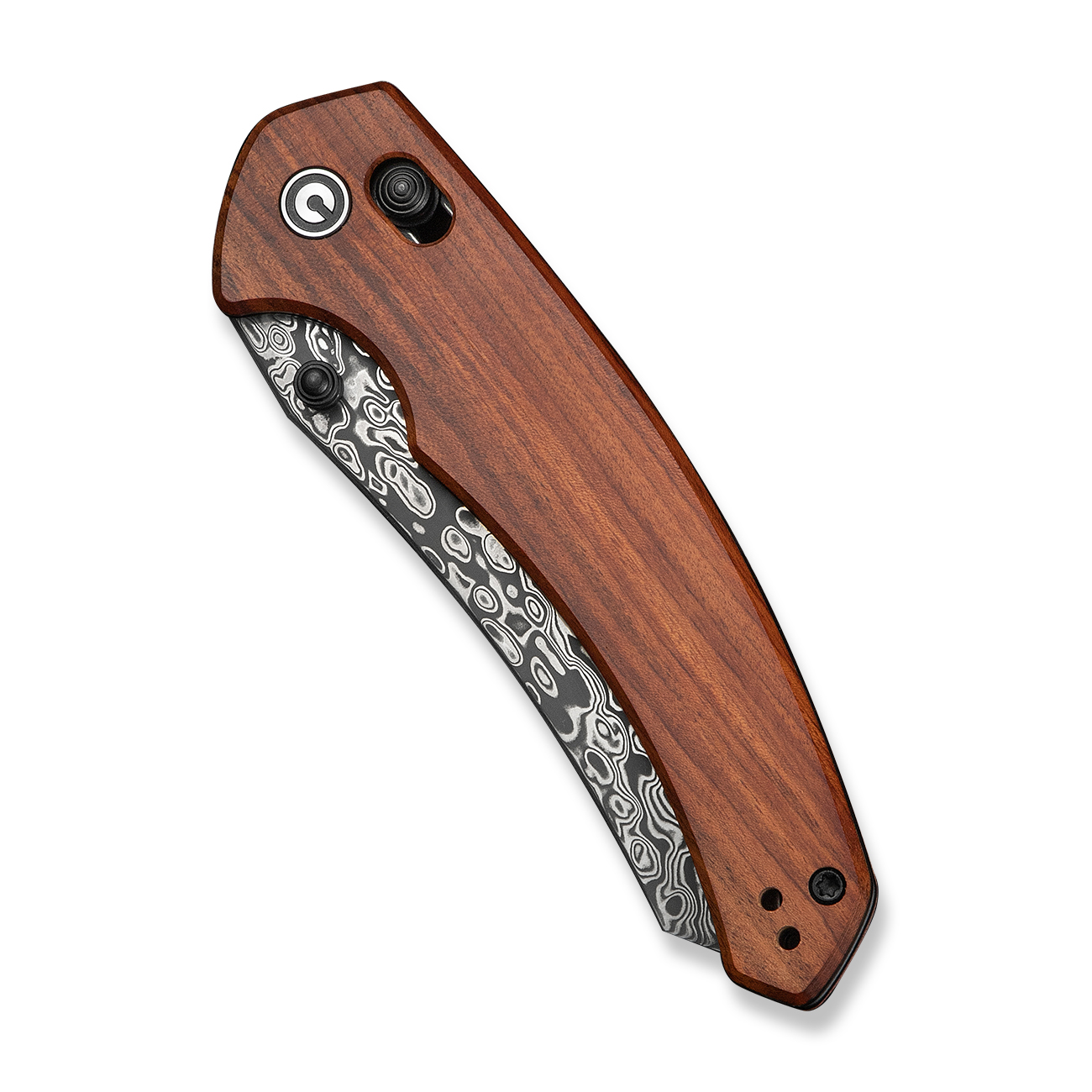 knife.bg-CIVIVI Sixgill Guibourtia Wood Сгъваем нож от дамаска стомана с дървена дръжка и кросбар заключване-3 CIVIVI Сгъваем нож от дамаска стомана с дървена дръжка и кросбар заключване