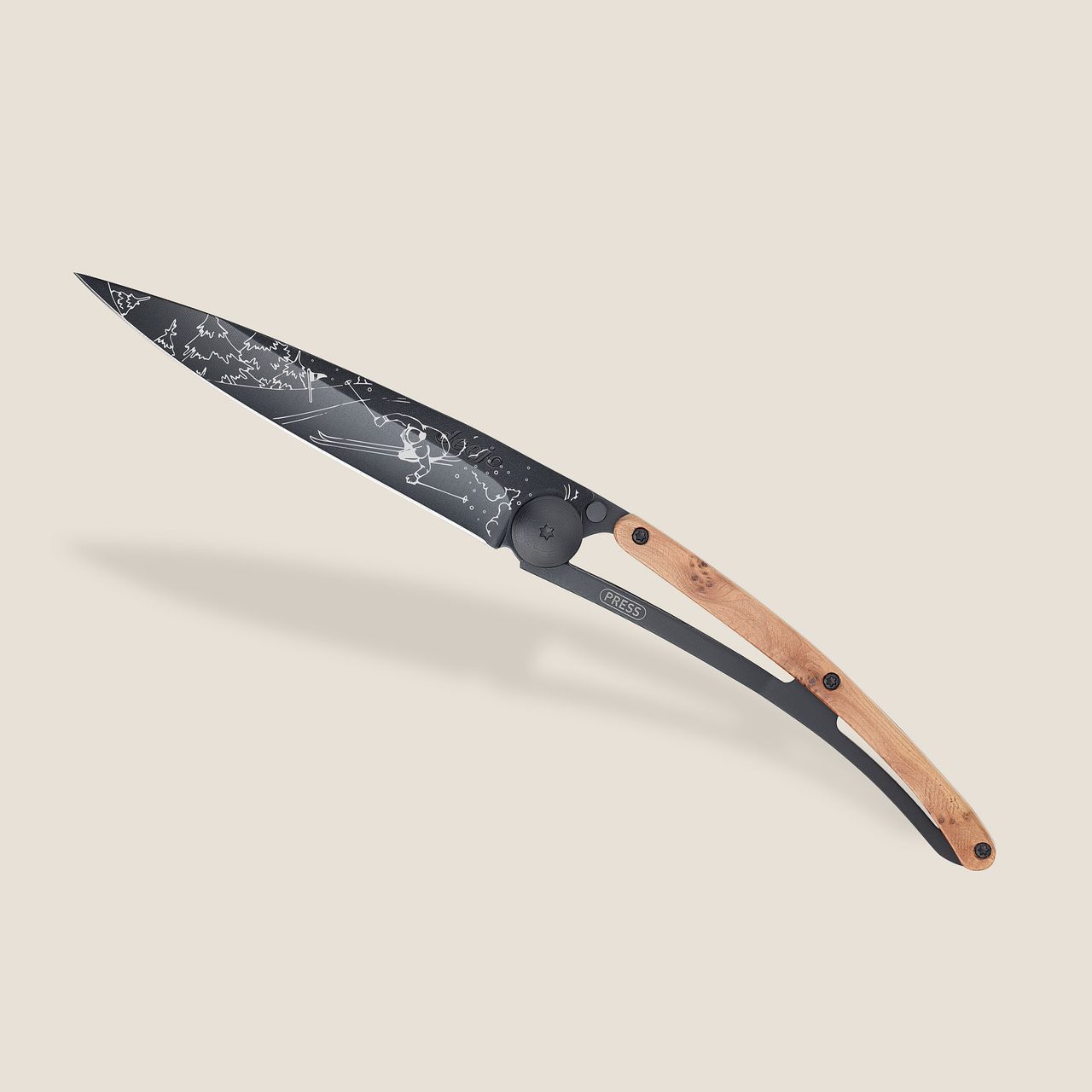 knife.bg-Deejo 37g Juniper Wood Ski - Ултралек джобен нож с хвойна и дизайн ски - Ежедневен сгъваем нож-2 Deejo джобен нож с хвойна и дизайн ски