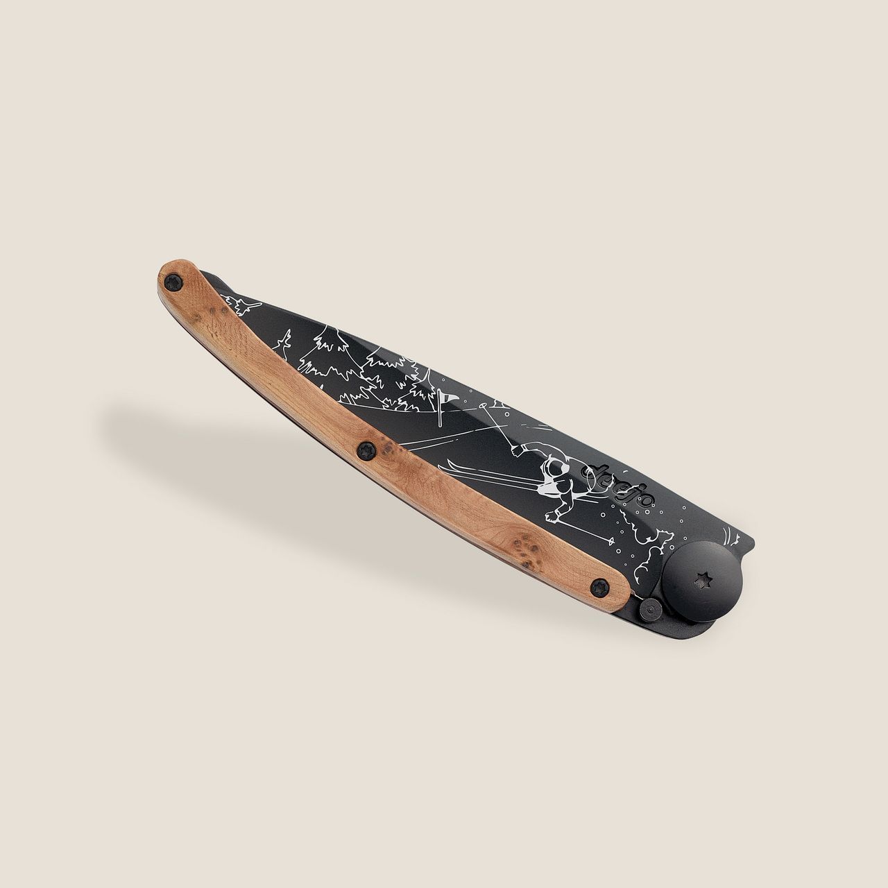 knife.bg-Deejo 37g Juniper Wood Ski - Ултралек джобен нож с хвойна и дизайн ски - Ежедневен сгъваем нож-3