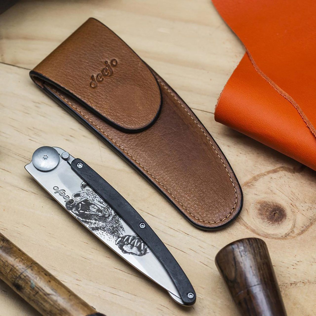 knife.bg-Калъф за нож Deejo 37g, естествена кожа - Елегантен кожен калъф за сгъваеми ножове-1 Кожен калъф за сгъваеми ножове Deejo естествена кожа