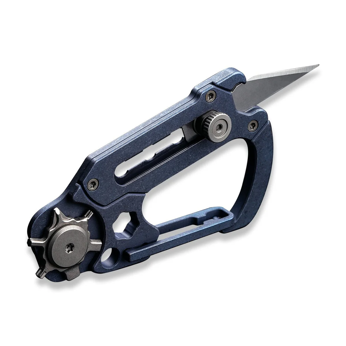 knife.bg-Многофункционален Карабинер CIVIVI Polymorph Carabiner Blue с Резервни Остриета - Титаниев Карабинер, Компактен Инструмент-1 Многофункционален Карабинер CIVIVI с Резервни Остриета - Титаниев Карабинер