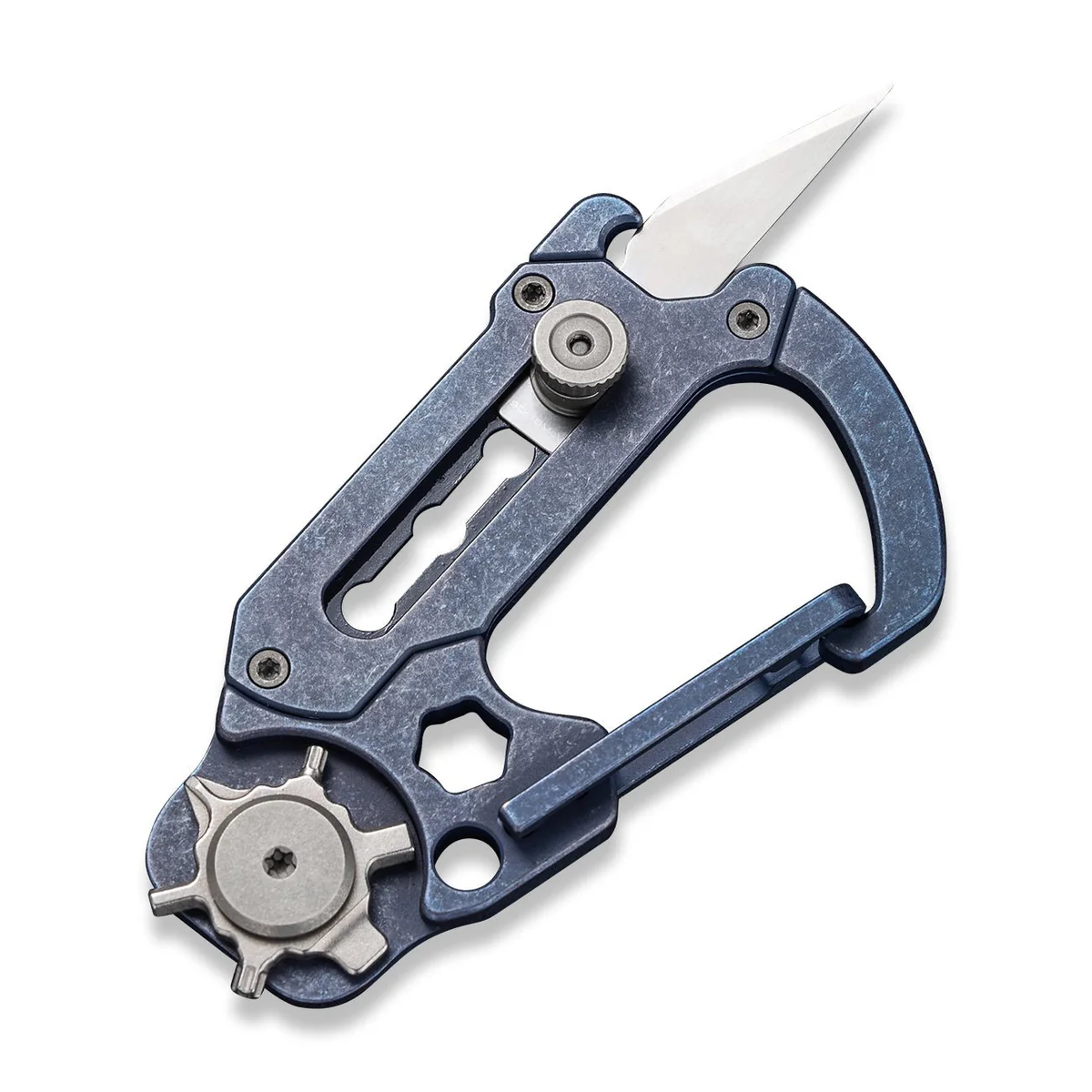 knife.bg-Многофункционален Карабинер CIVIVI Polymorph Carabiner Blue с Резервни Остриета - Титаниев Карабинер, Компактен Инструмент-2 Многофункционален Карабинер CIVIVI с Резервни Остриета - Титаниев Карабинер