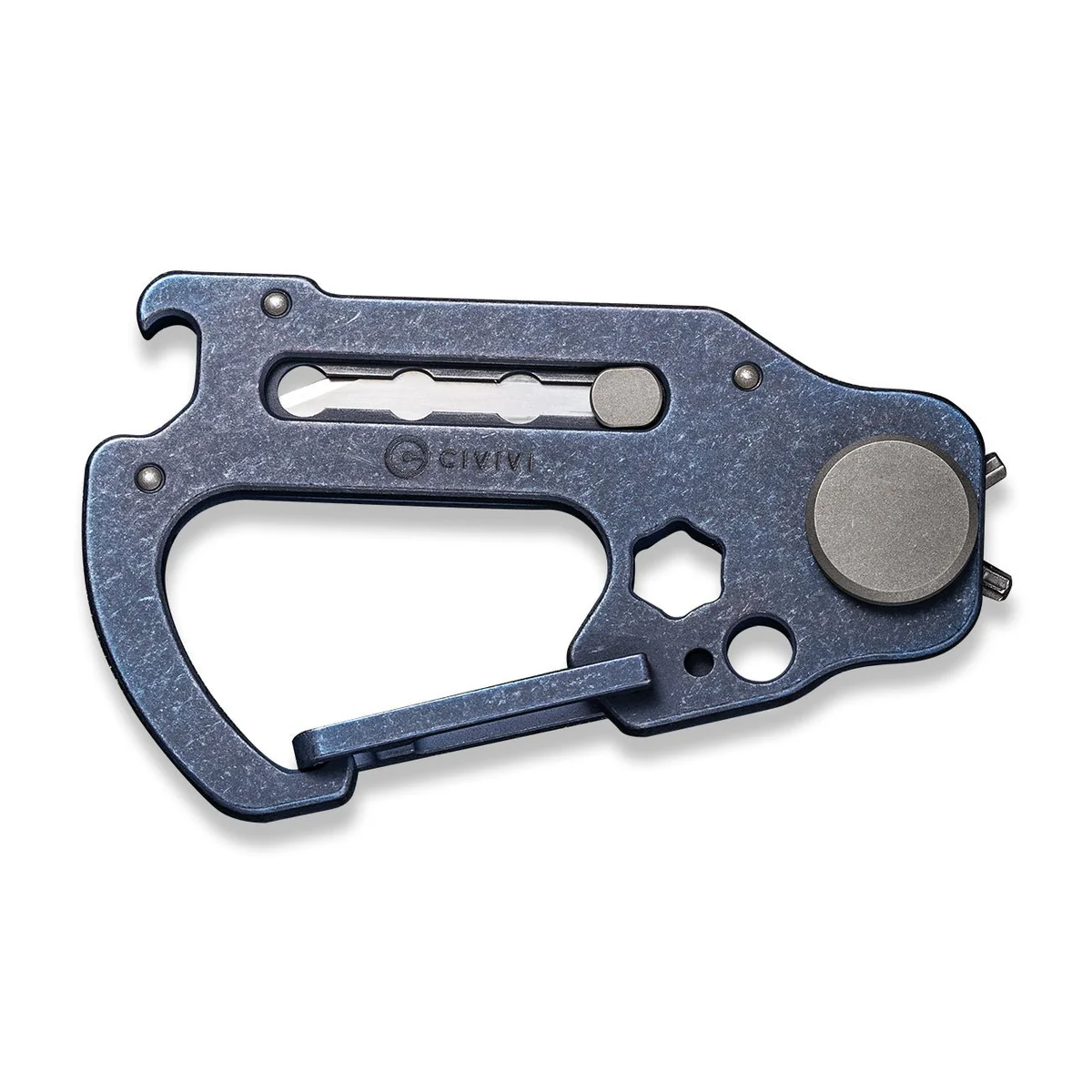 knife.bg-Многофункционален Карабинер CIVIVI Polymorph Carabiner Blue с Резервни Остриета - Титаниев Карабинер, Компактен Инструмент-4 Многофункционален Карабинер CIVIVI с Резервни Остриета - Титаниев Карабинер
