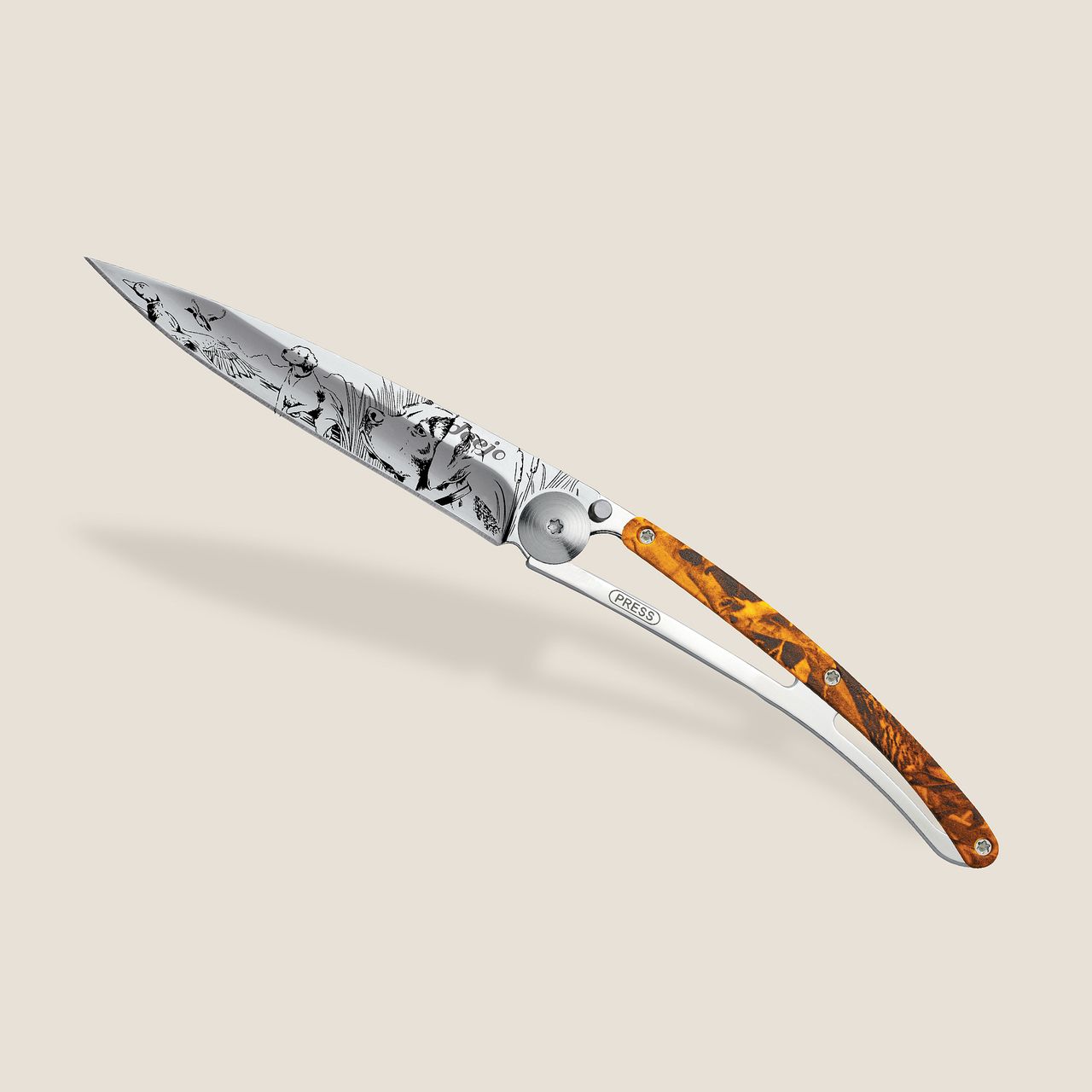knife.bg-Ултралек сгъваем нож Deejo 37g Orange Camo - On the Lookout 2 Джобен нож Deejo 37g, Orange camo / On the Lookout