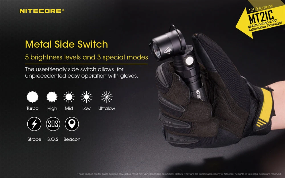 knife.bg-Многофункционален LED фенер Nitecore MT21C 1000lm с регулируем ъгъл-6 led фенер nitecore 1000 lm