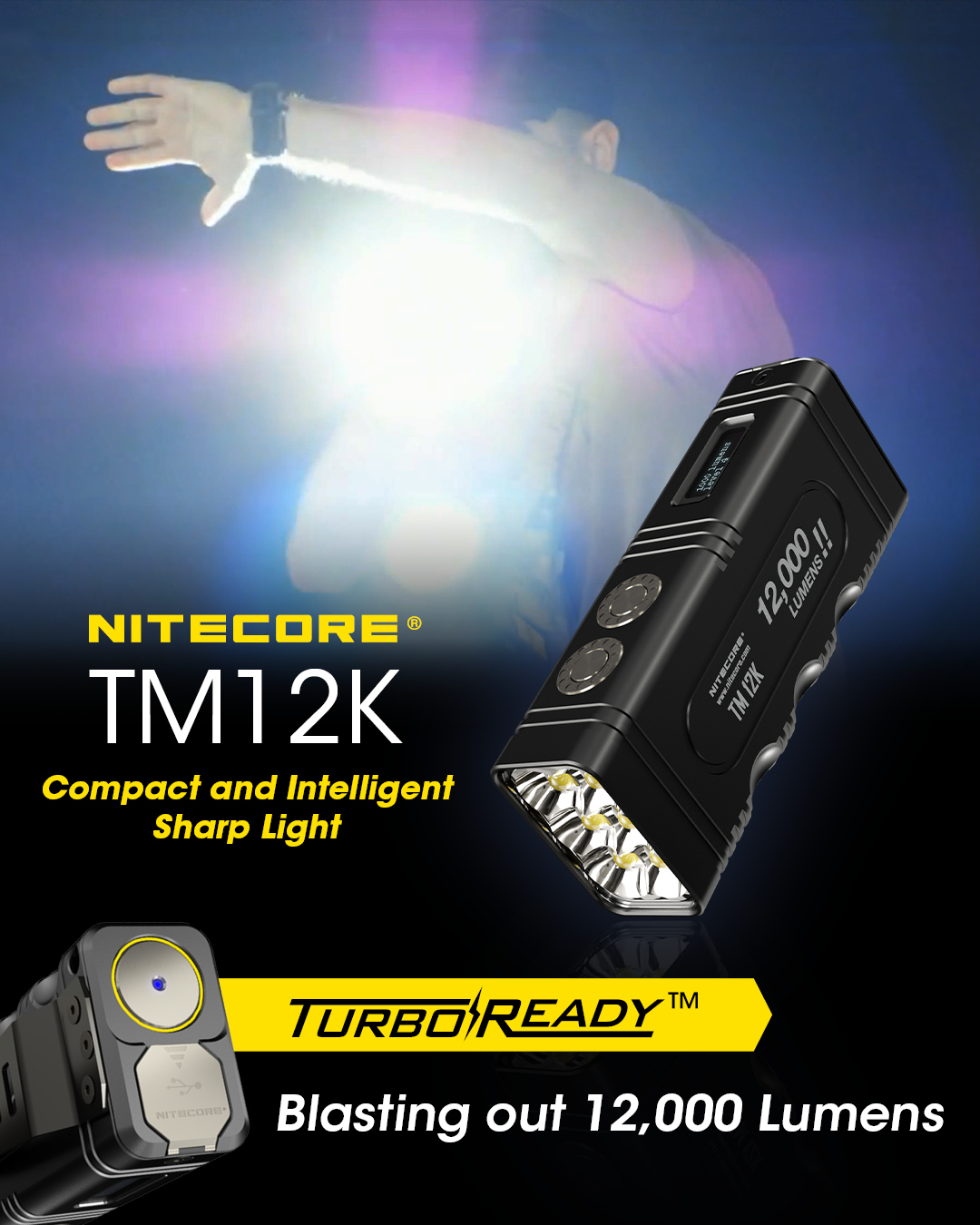 knife.bg-Тактически LED фенер Nitecore TM12K 12000lm - черен-2 knife.bg тактически лед фенер 12000 лумена