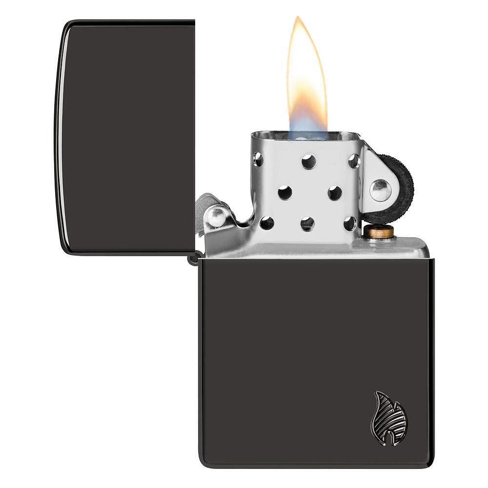 knife.bg-Запалка Zippo - Armor® High Polish Black Flame Design-1 Запалка Zippo - Armor® High Polish Black Flame Design