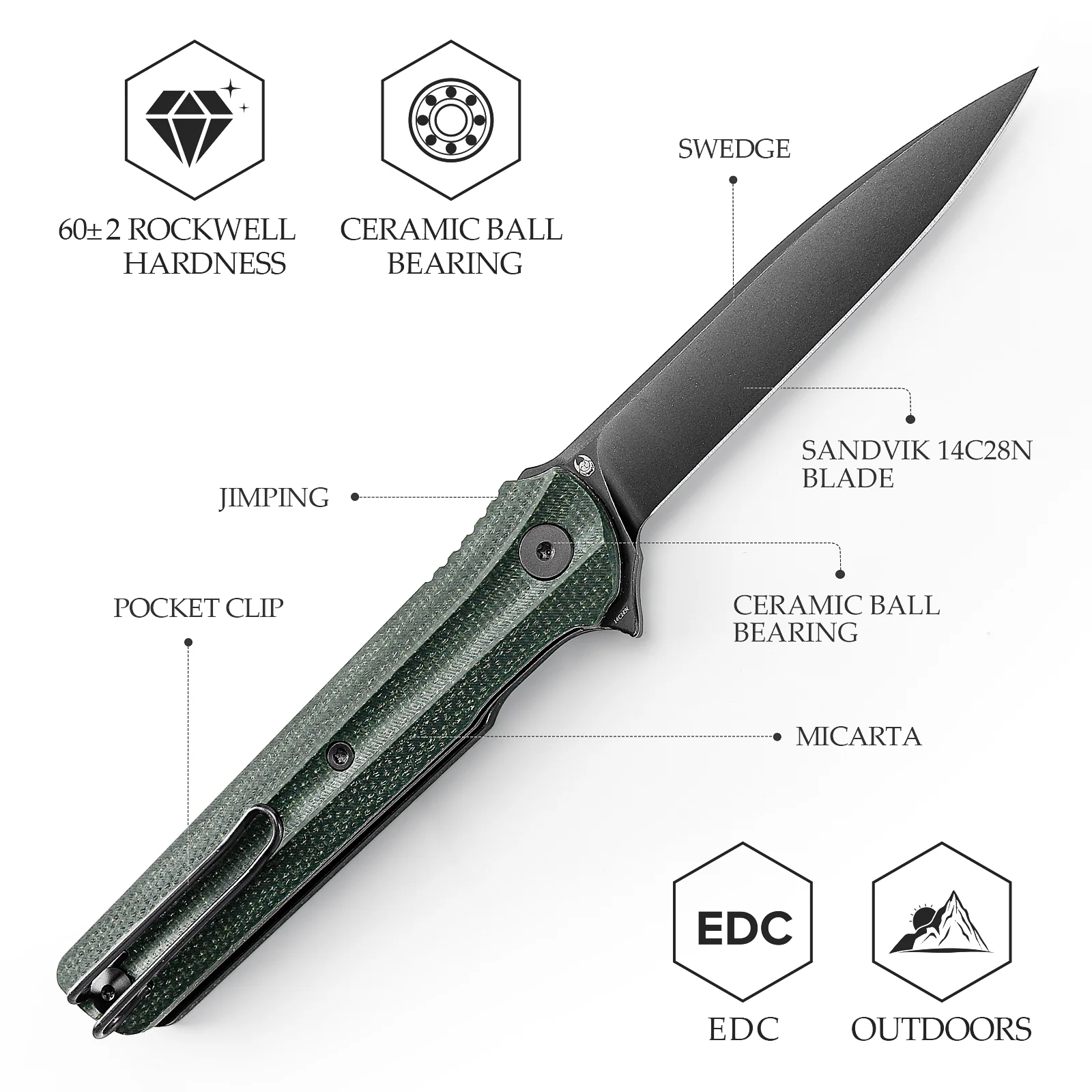 Knife.bg-Олекотен сгъваем нож TRIVISA Seagull - 14C28N Micarta-1 лек сгъваем нож TRIVISA Seagull
