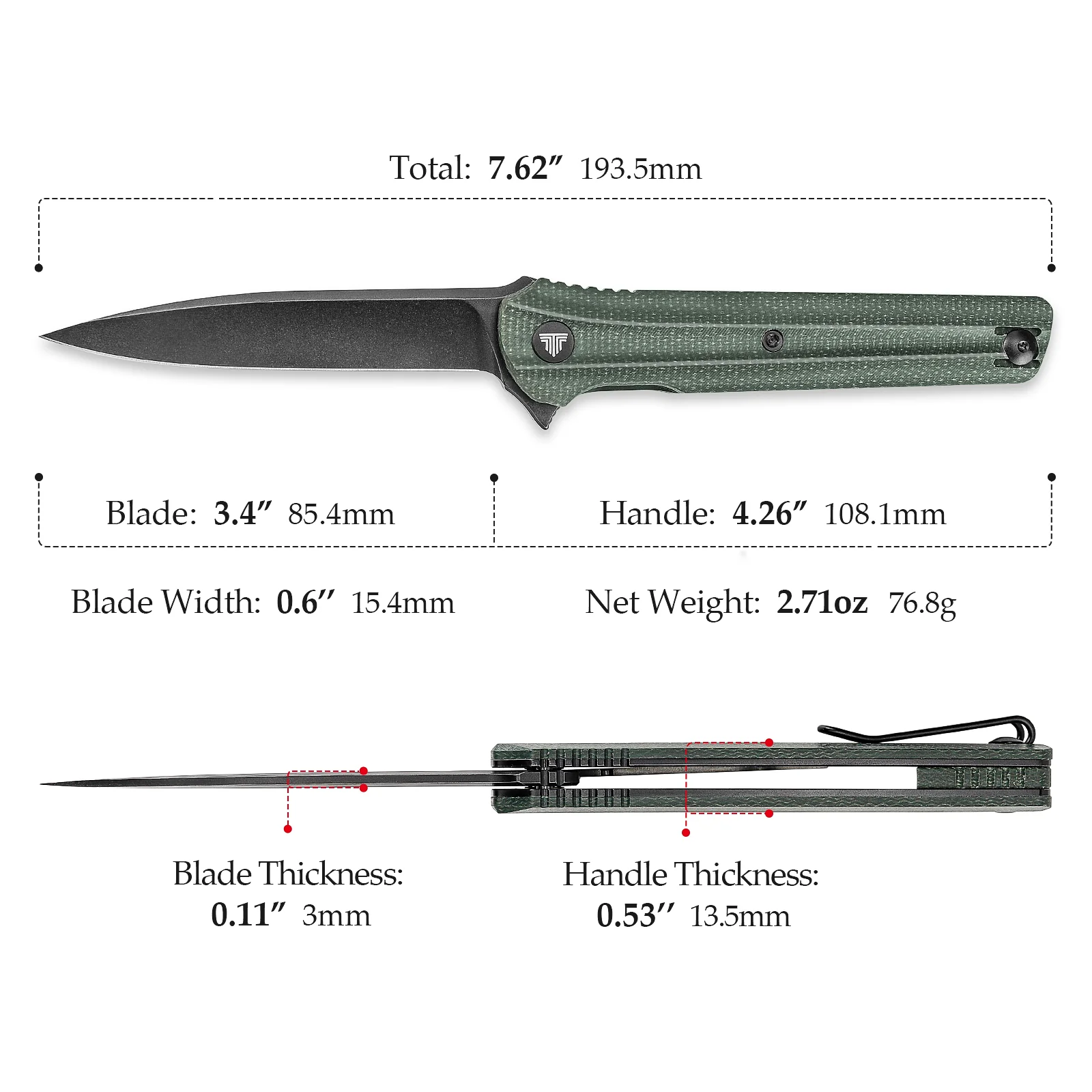 Knife.bg-Олекотен сгъваем нож TRIVISA Seagull - 14C28N Micarta-2 лек сгъваем джобен нож TRIVISA Seagull