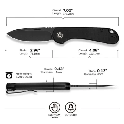 Джобен нож CIVIVI Elementum Slip Joint Black G10