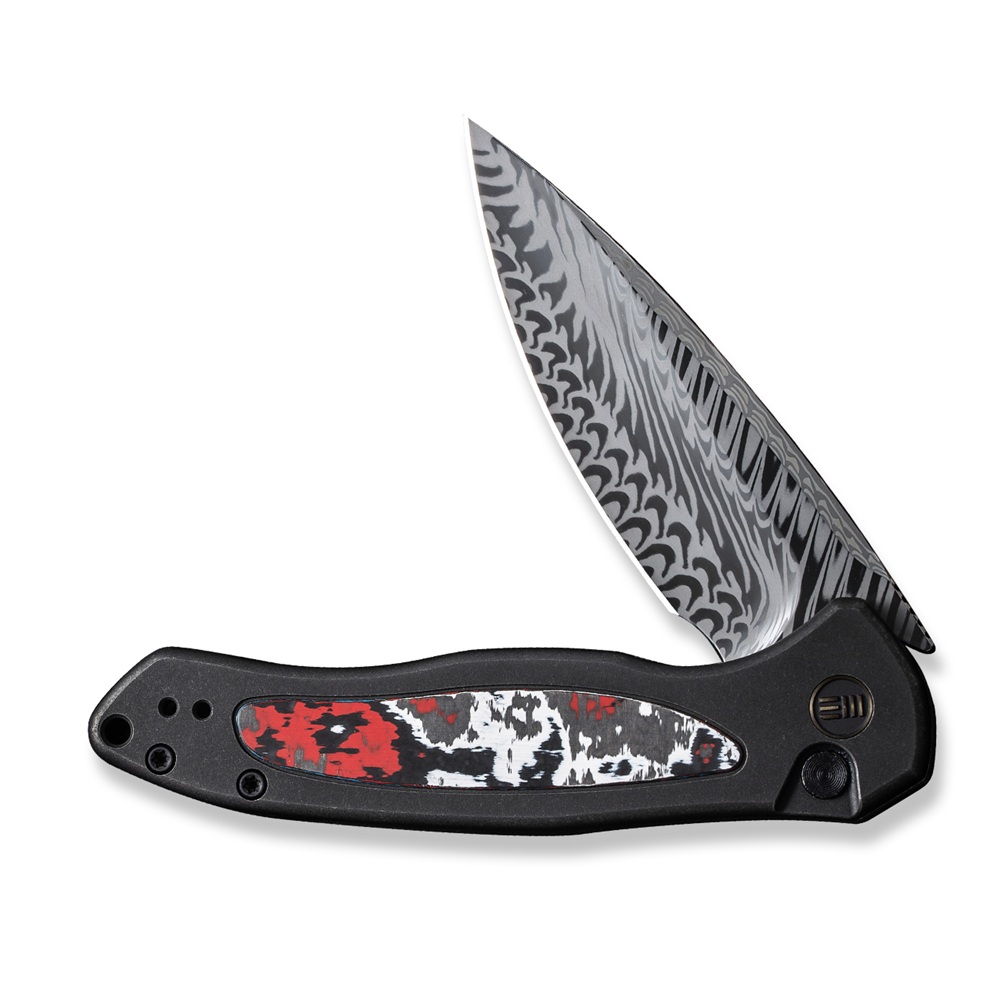 Джобен нож WE Knife Kitefin с черна титаниева и карбонова дръжка и дамаска стомана Fafnir Джобен нож WE Knife Kitefin с черна титаниева и карбонова дръжка и дамаска стомана Fafnir