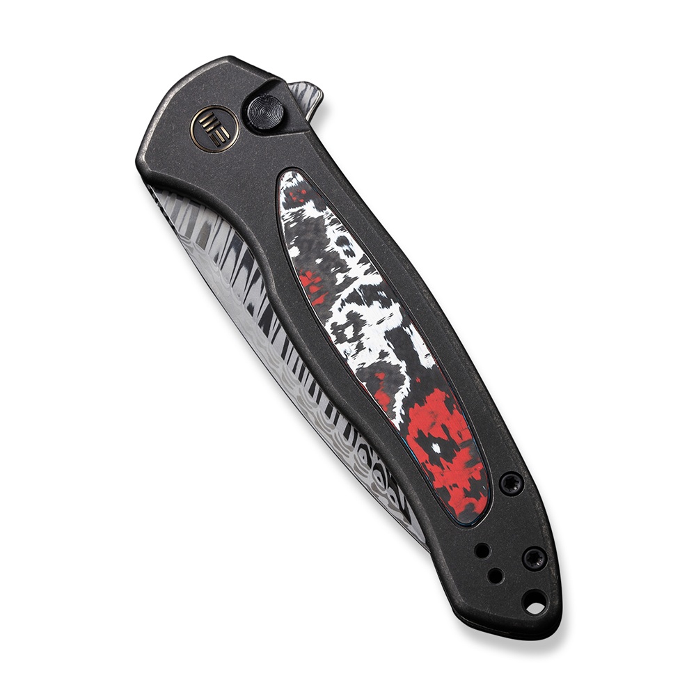 Джобен нож WE Knife Kitefin с черна титаниева и карбонова дръжка и дамаска стомана Fafnir Джобен нож WE Knife Kitefin с черна титаниева и карбонова дръжка и дамаска стомана Fafnir