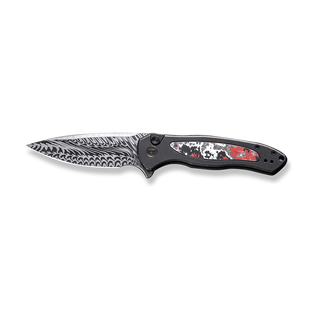 Джобен нож WE Knife Kitefin с черна титаниева и карбонова дръжка и дамаска стомана Fafnir Джобен нож WE Knife Kitefin с черна титаниева и карбонова дръжка и дамаска стомана Fafnir
