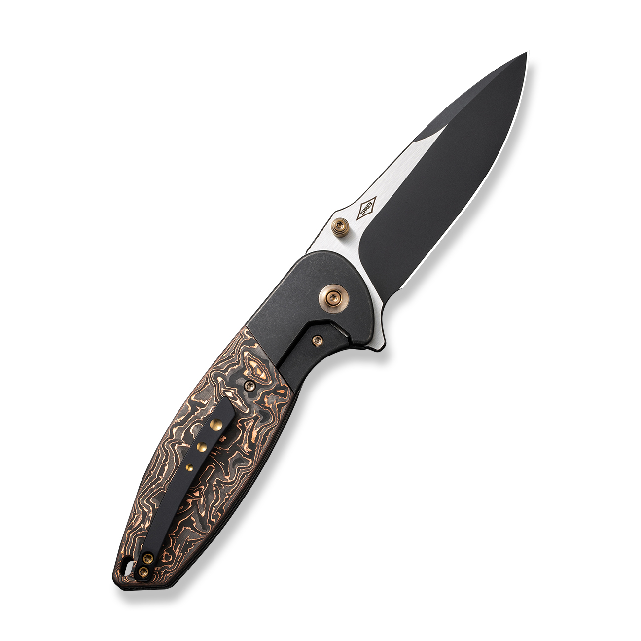 Джобен нож WE Knife Nitro OG с карбонова черно-медна дръжка и CPM 20CV стомана Джобен нож WE Knife Nitro OG с карбонова черно-медна дръжка и CPM 20CV стомана