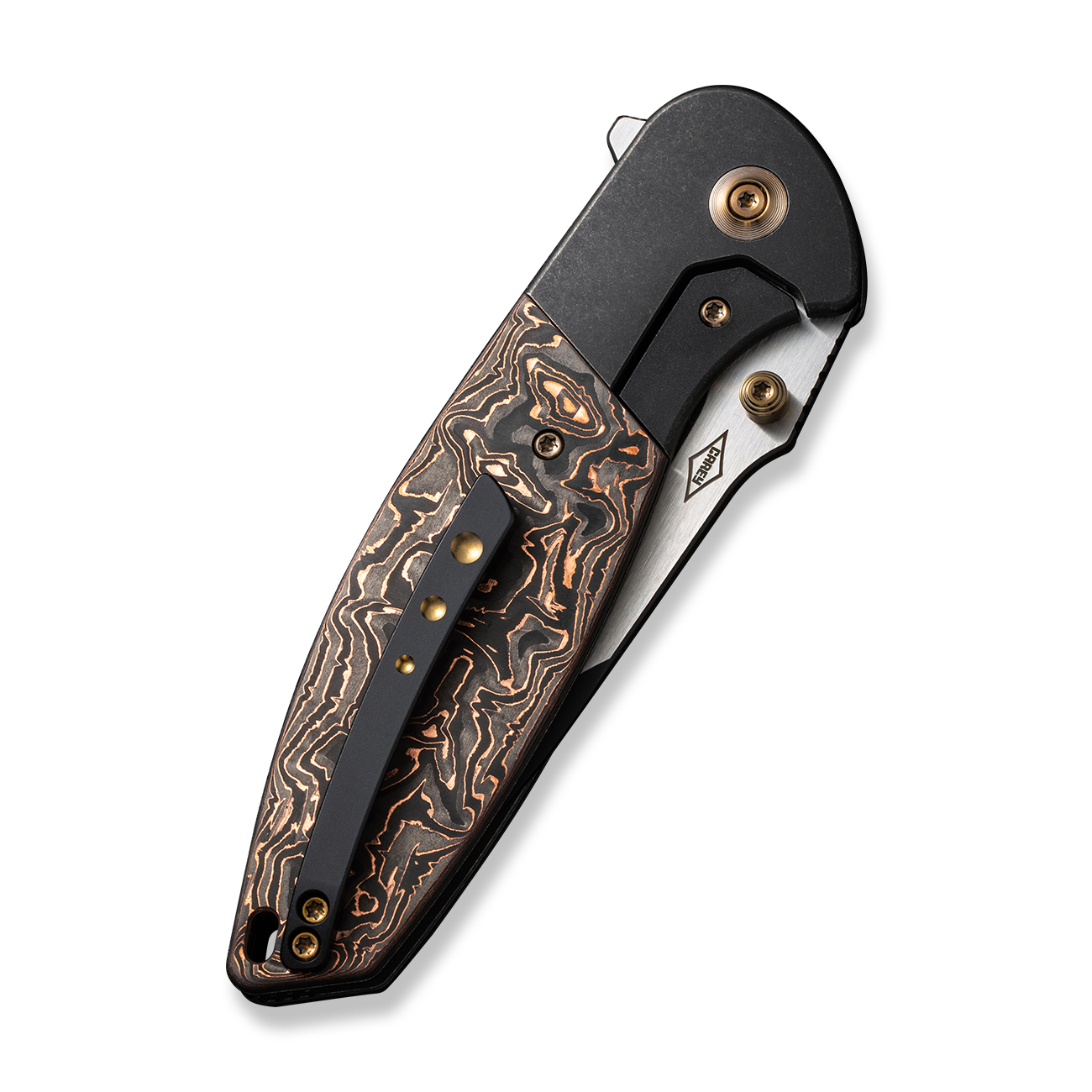 Джобен нож WE Knife Nitro OG с карбонова черно-медна дръжка и CPM 20CV стомана Джобен нож WE Knife Nitro OG с карбонова черно-медна дръжка и CPM 20CV стомана