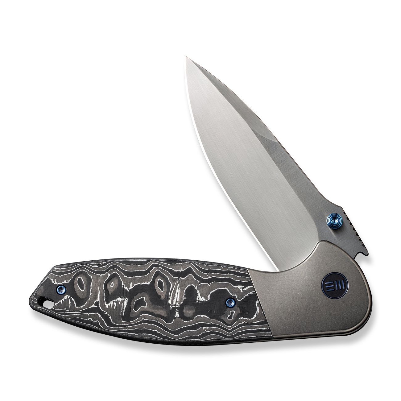 Джобен нож WE Knife Nitro OG с карбонова дръжка в сиво, черно и бяло и CPM 20CV стомана Джобен нож WE Knife Nitro OG с карбонова дръжка в сиво, черно и бяло и CPM 20CV стомана