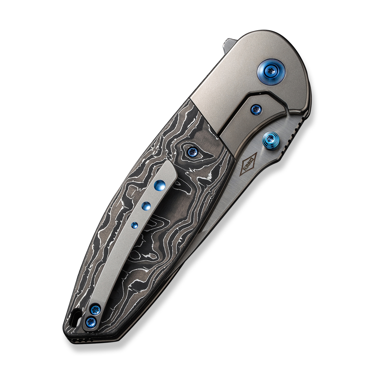 Джобен нож WE Knife Nitro OG с карбонова дръжка в сиво, черно и бяло и CPM 20CV стомана Джобен нож WE Knife Nitro OG с карбонова дръжка в сиво, черно и бяло и CPM 20CV стомана