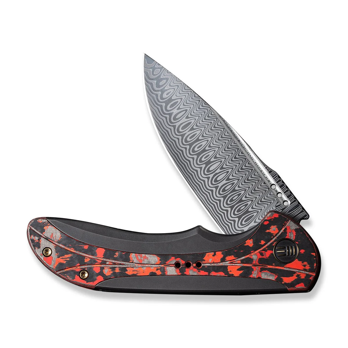 knife.bg-Джобен нож WE Knife Equivik с карбонова дръжка и Дамаска стомана 2