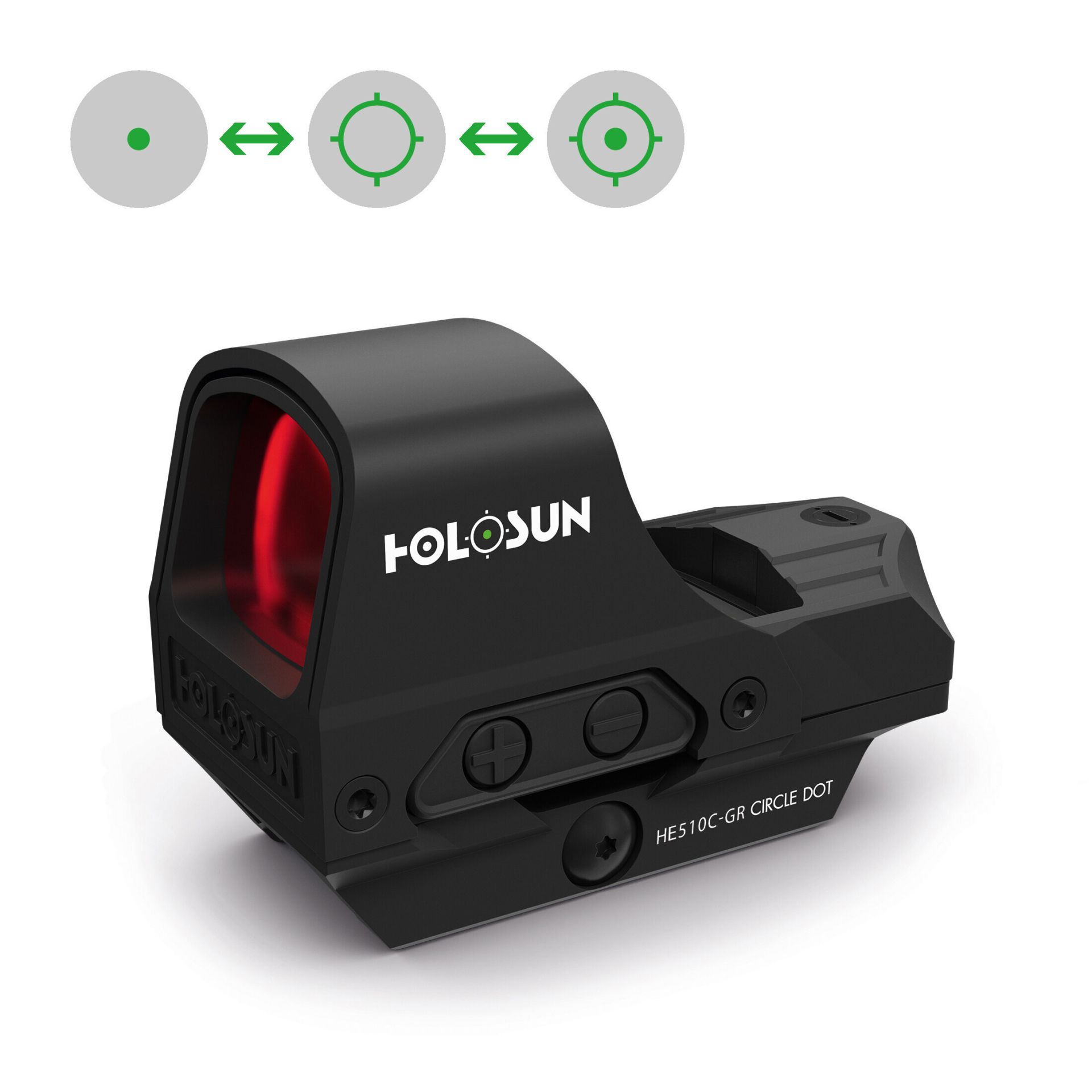 knife.bg-Премиум бързомер Holosun Elite HE510C-GR – зелена точка 2-65 MOA- премиум бързомер holosun he510c