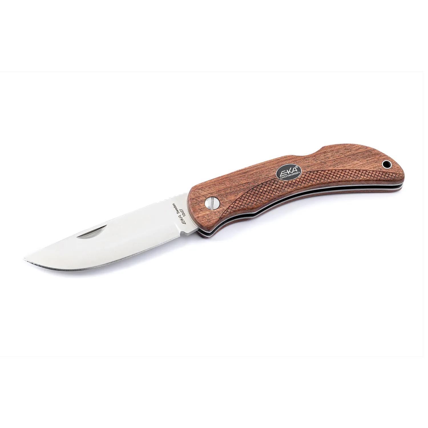 knife.bg-Шведски ловен сгъваем нож Eka Swede 10 с дървена дръжка и клаъф от кордура 3 джобен ловен нож