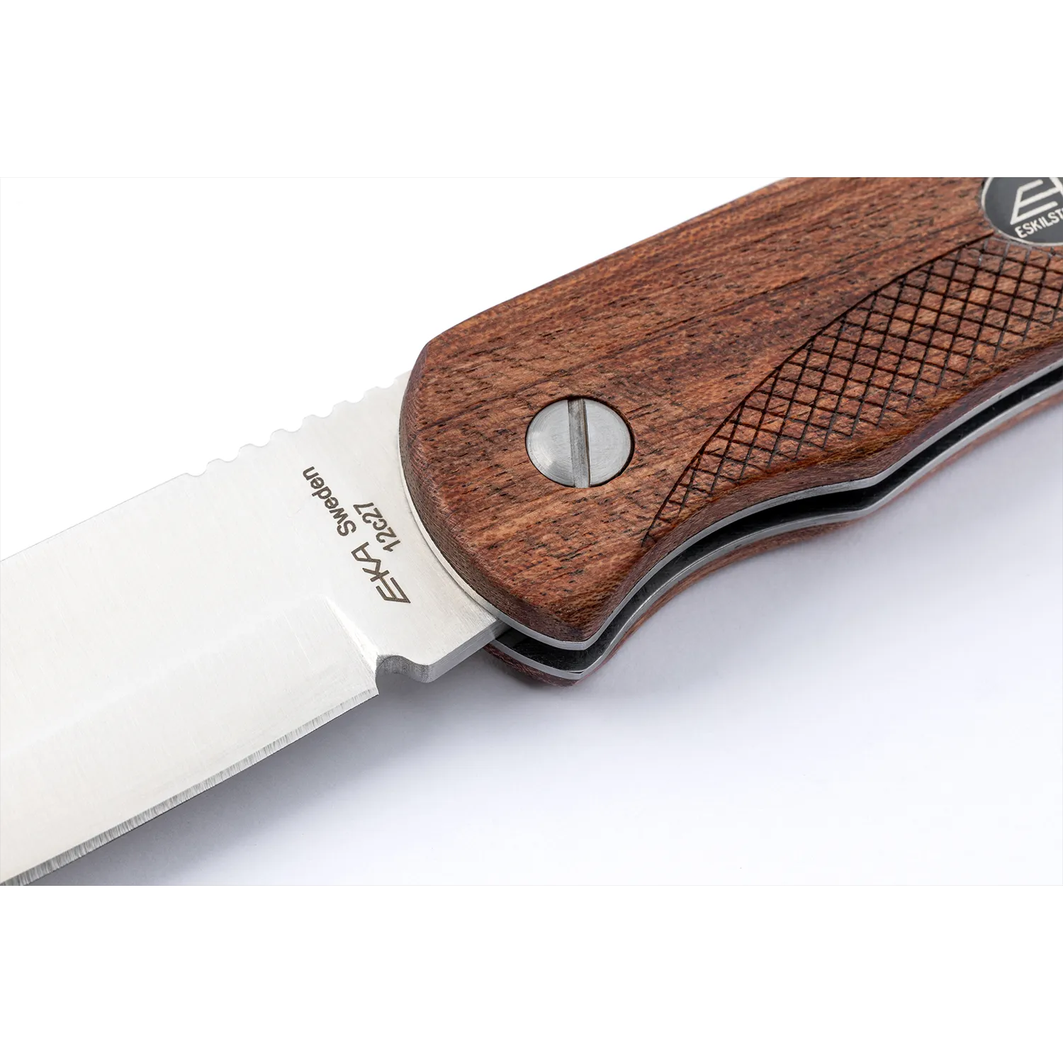 knife.bg-Шведски ловен сгъваем нож Eka Swede 10 с дървена дръжка и клаъф от кордура 4 джобен ловен нож