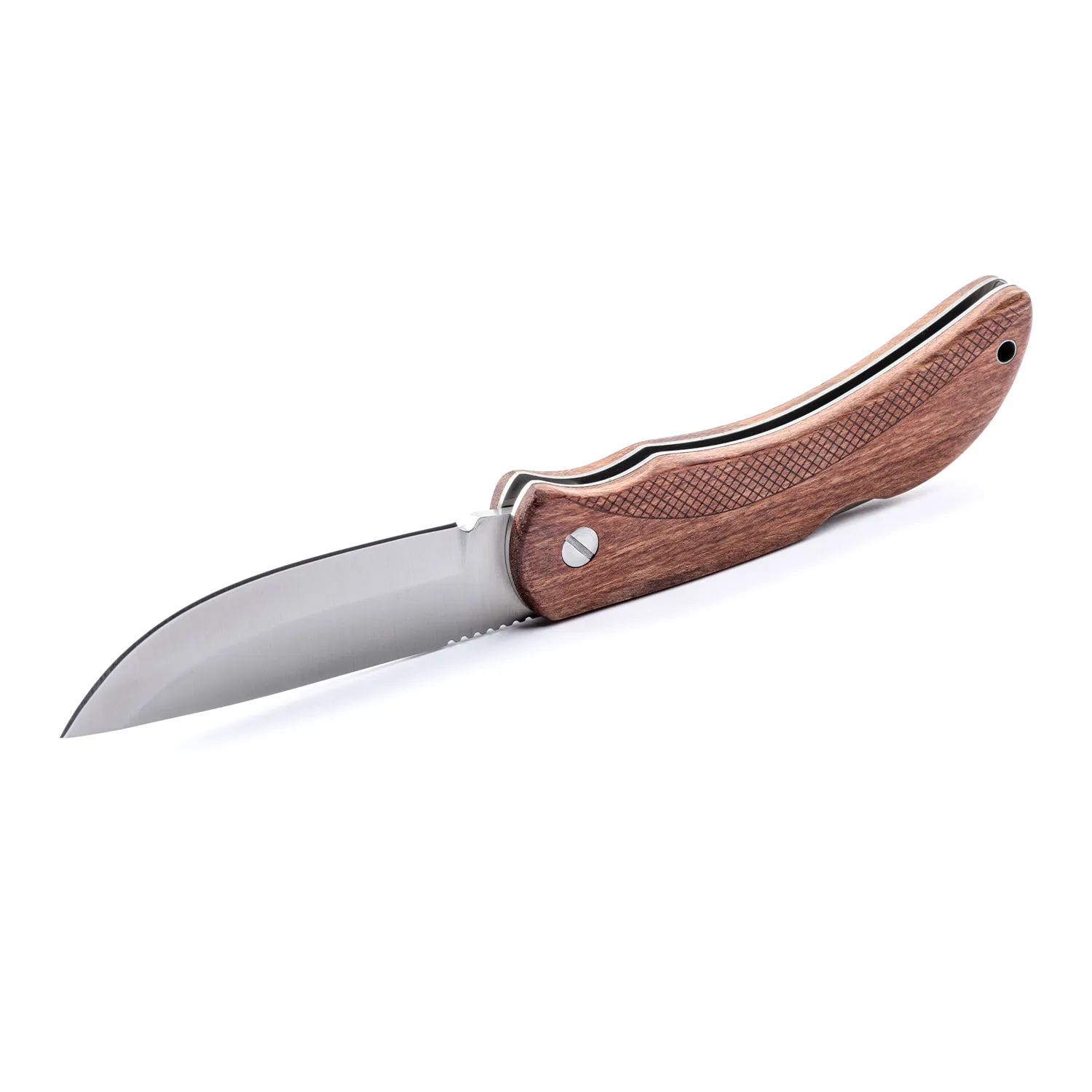 knife.bg-Шведски ловен сгъваем нож Eka Swede 10 с дървена дръжка и клаъф от кордура 6 джобен ловен нож