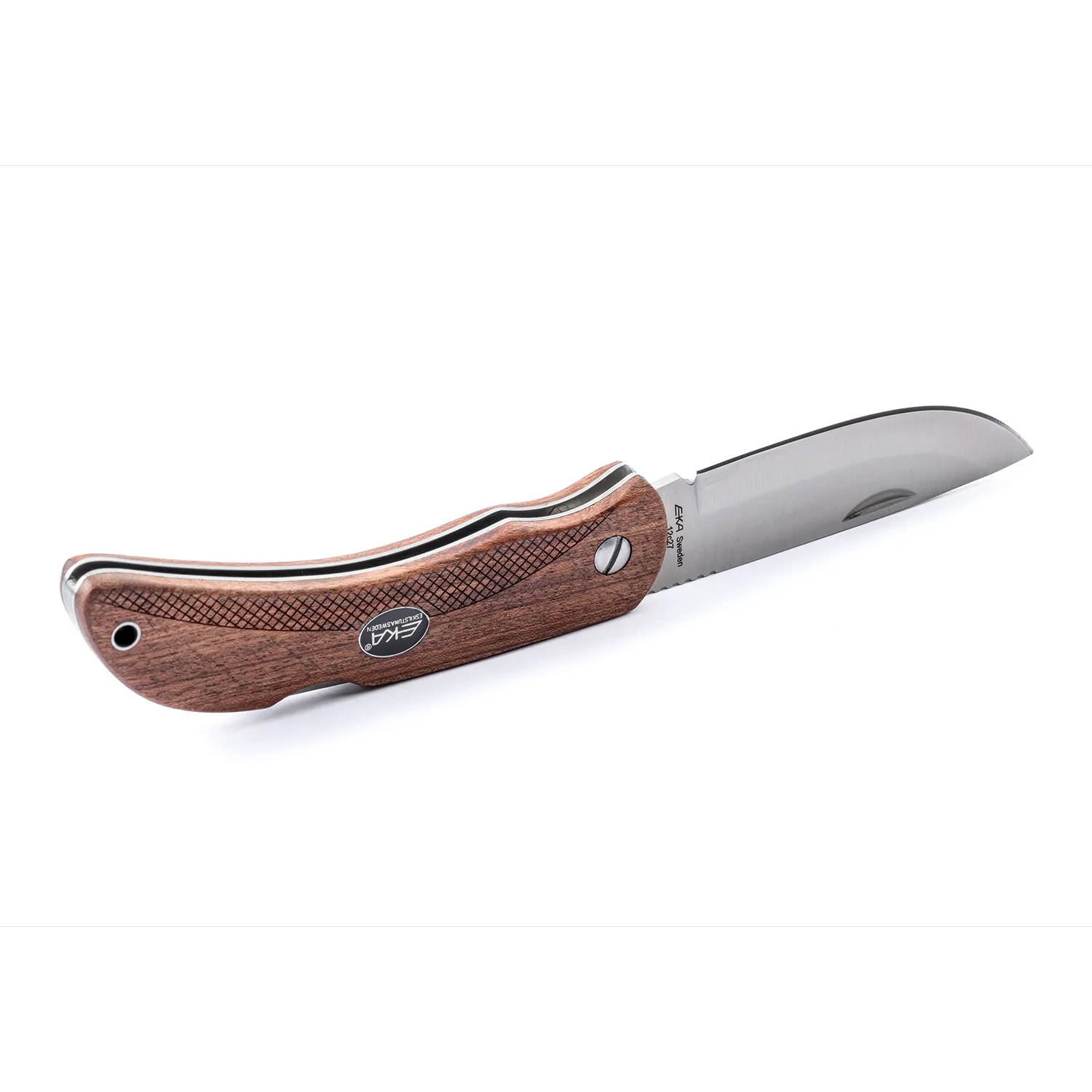 knife.bg-Шведски ловен сгъваем нож Eka Swede 10 с дървена дръжка и клаъф от кордура 8 джобен ловен нож