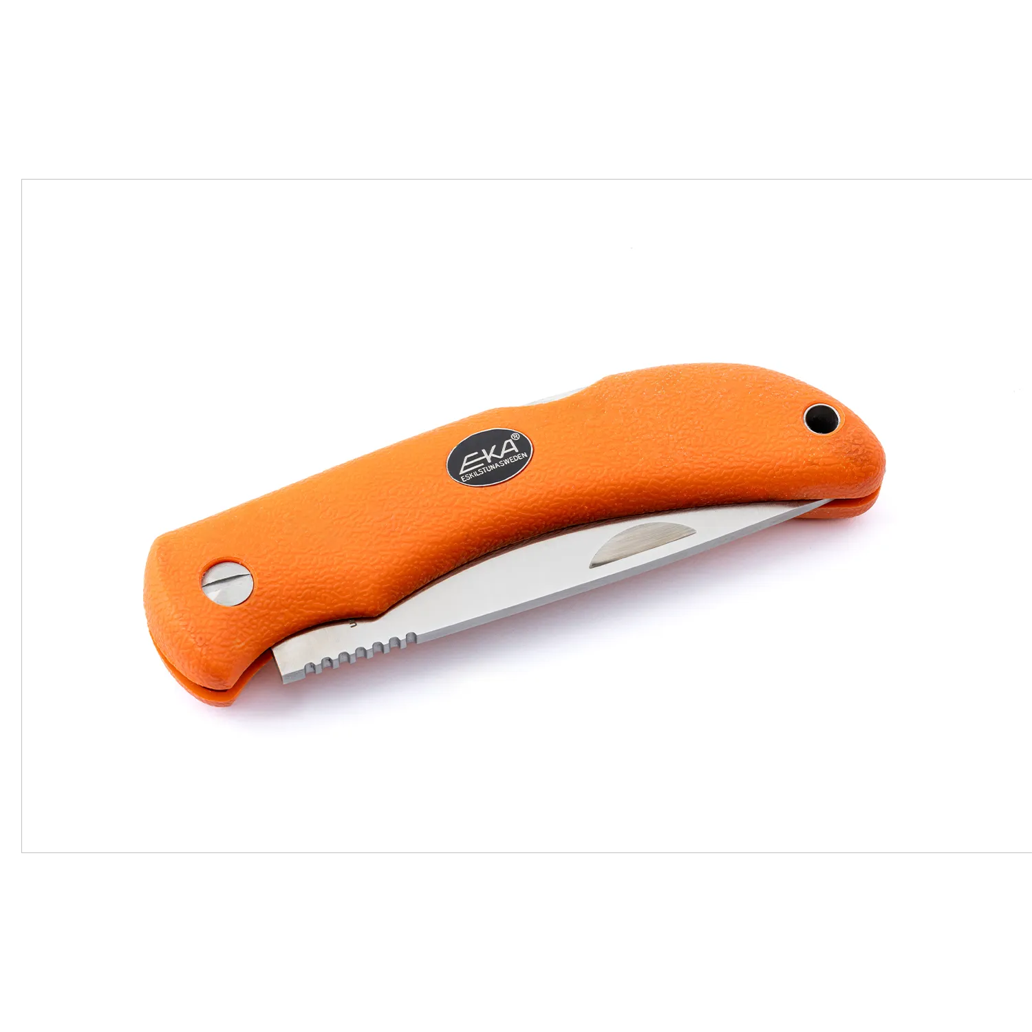 knife.bg-Шведски ловен сгъваем нож Eka Swede 10 с оранжева дръжка и кожен калъф 7 ловен сгъваем нож Eka Swede 10