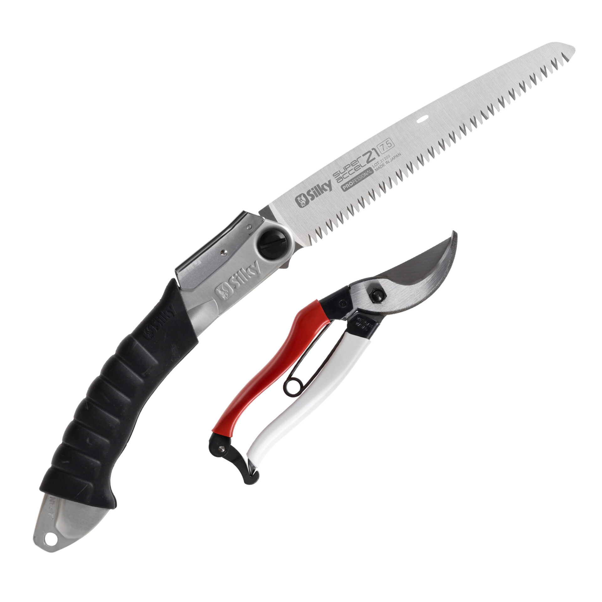 knife.bg-Юбилеен комплект за градинарство - ножица Okatsune 103, трион Silky Super Accel 210 и кожен калъф 3 градински комплект