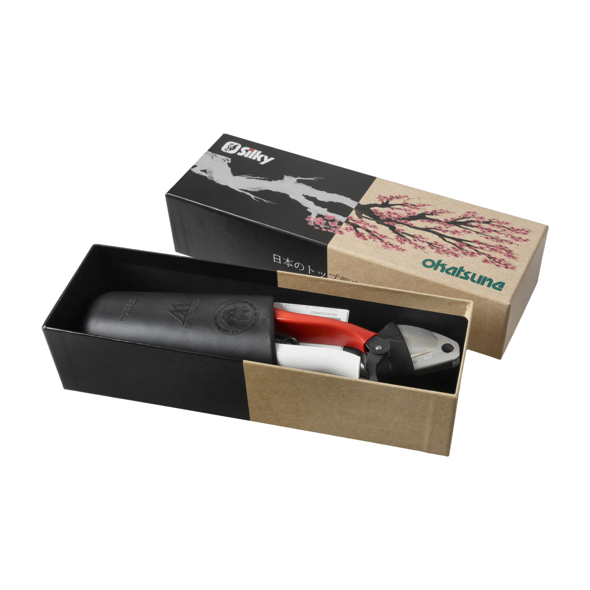 knife.bg-Юбилеен комплект за градинарство - ножица Okatsune 103, трион Silky Super Accel 210 и кожен калъф 6 градински комплект