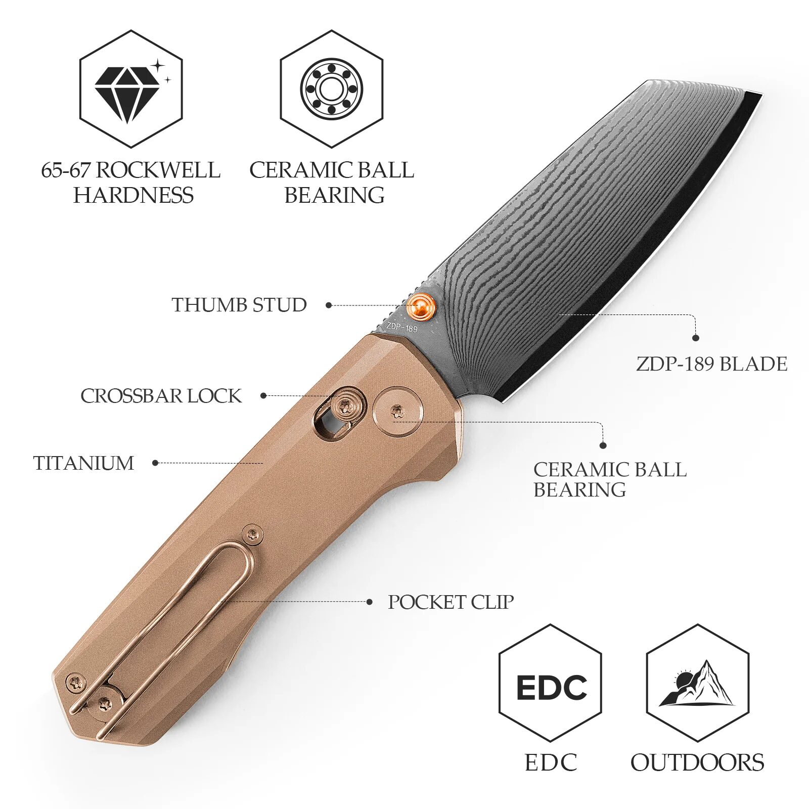 knife.bg-Сгъваем нож Trivisa Scarab Ultra-RT с Crossbar заклюване титаниева дръжка и дамасково острие-1 trivisa scarab титаниева дръжка дамасково острие