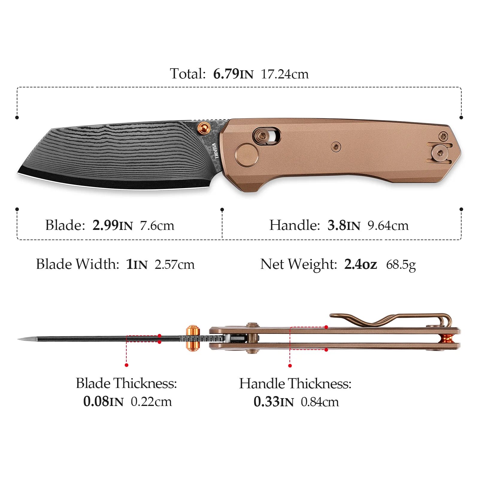 knife.bg-Сгъваем нож Trivisa Scarab Ultra-RT с Crossbar заклюване титаниева дръжка и дамасково острие-2 trivisa scarab титаниева дръжка дамасково острие