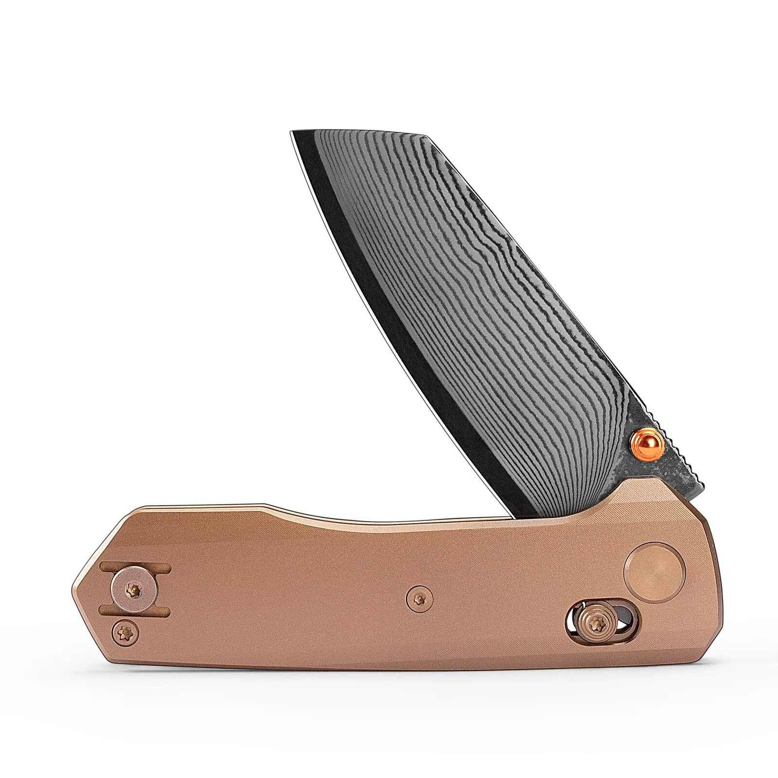 knife.bg-Сгъваем нож Trivisa Scarab Ultra-RT с Crossbar заклюване титаниева дръжка и дамасково острие-4 trivisa scarab титаниева дръжка дамасково острие