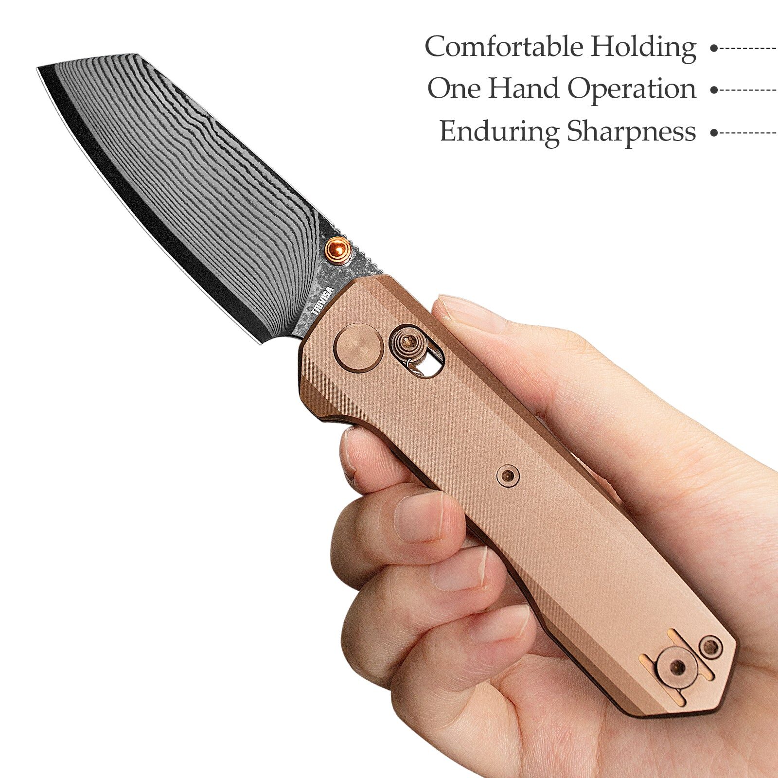 knife.bg-Сгъваем нож Trivisa Scarab Ultra-RT с Crossbar заклюване титаниева дръжка и дамасково острие-5 trivisa scarab титаниева дръжка дамасково острие