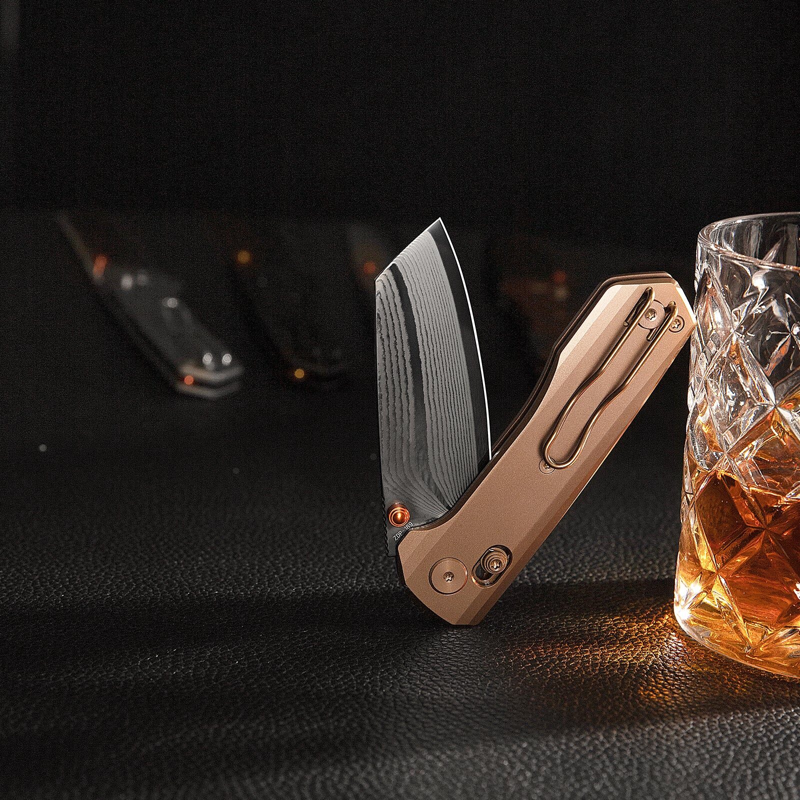 knife.bg-Сгъваем нож Trivisa Scarab Ultra-RT с Crossbar заклюване титаниева дръжка и дамасково острие-7 trivisa scarab титаниева дръжка дамасково острие