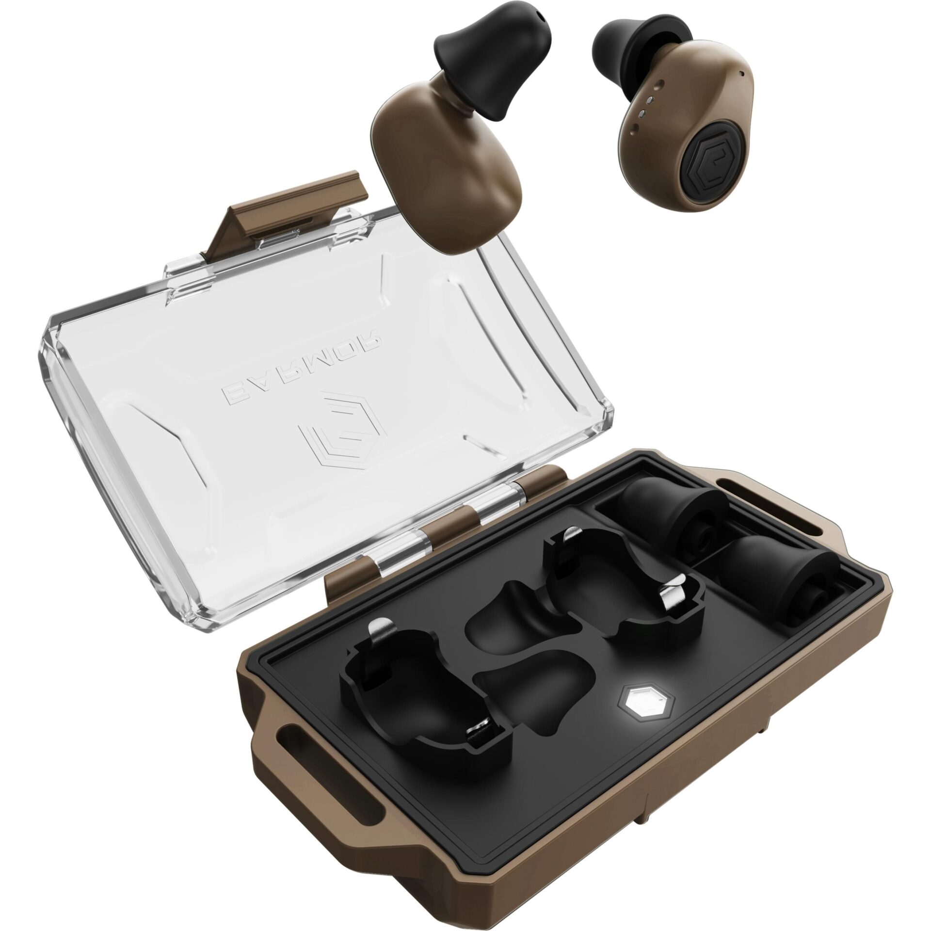 knife.bg-Активни електронни тапи за уши с Bluetooth и AI асистент Earmor M23T – Coyote 3 активни тапи за стрелба